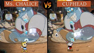 Cuphead DLC  Ms Chalice vs Cuphead  Characters Difficulty Comparison  Peashooter Only [upl. by Dust]