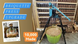 Free heat from sawdust Briquettes  press upgrade  Over 10k made [upl. by Pufahl]