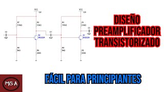 DISEÑO PREAMPLIFICADOR DE AUDIO A TRANSISTORES  AMPLIFICADOR MULTIETAPA [upl. by Jair629]