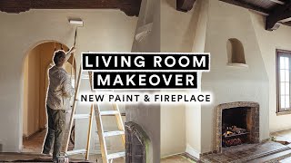 EXTREME LIVING ROOM MAKEOVER ✨ Part 3 ✨ Perfect Paint amp DIY Fireplace [upl. by Anairo]