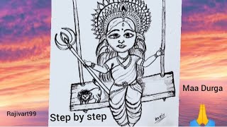 Durga ji drawing  pencil SketchHow to Draw maa durga step by stepDurga ji chitra kaise banaen [upl. by Elinnet]