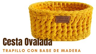 🤑CON SOLO 1 DOLAR Teje hermosa cesta ovalada de trapillo Con base en MDF PASO A PASO Diestros [upl. by Eelanaj621]