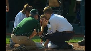 LLWS 2012  Ryan Meury gets a bad hit on his mouth [upl. by Ardnasac]