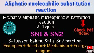 Aliphatic nucleophilic substitution reaction •SN1 amp SN2•all about aliphatic substitutionnotes [upl. by Faro]