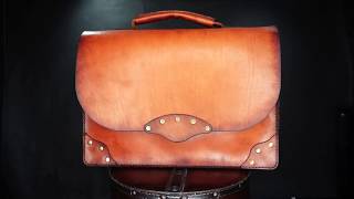 Dieselpunkro Leather Briefcase 360 view [upl. by Maddock540]