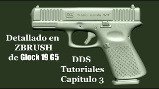 Capitulo 3 Textura en ZBRUSH de una GLOCK19 G5 [upl. by Anauqes561]