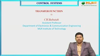 LEC04 Control Systems  Transfer Function By Mr CH Babaiah [upl. by Enrica532]