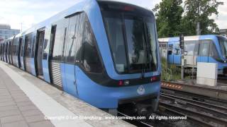 SL Tunnelbana tåg  Metro trains at Gullmarsplan station Stockholm Sweden [upl. by Buroker368]