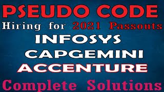 Recruitment 2021  PseudoCode Problems  Aptitude Test  Infosys  Cognizant  Capgemini  Accenture [upl. by Trometer740]