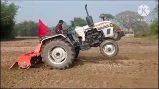 Eicher 551 with Rotavator power full tractor agricultural work west performance [upl. by Anela]