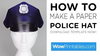 How To Make A Paper Police Hat  Printable Template [upl. by Nikolai155]