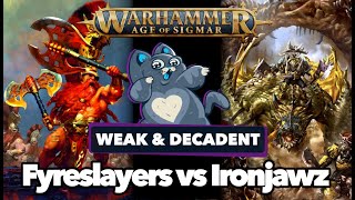 Fyreslayers vs Ironjawz  Age of Sigmar Battle Report [upl. by Serg]