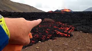 Lava breakout in Iceland Learn about pahoehoe vs aa lava at the Fagradalsfjall volcano in Iceland [upl. by Elyagiba138]