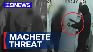 Brisbane worker threatened with machete while hiding from thieves  9 News Australia [upl. by Presber]