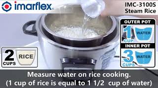 IMARFLEX IMC3100S How to Use Steam Rice [upl. by Fransisco]