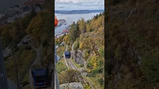 Mountain cable car Fløibanen Bergen fløibanen travel norway cablecar mountains subhanallah [upl. by Ellenyl83]