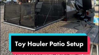 Toy Hauler Patio Setup Demonstration  Dutchmen Voltage Triton 4271 [upl. by Gniy361]