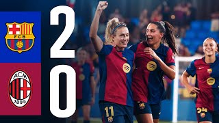 HIGHLIGHTS  FC BARCELONA 2 vs 0 AC MILAN  GAMPER 2024 [upl. by Nyrem]