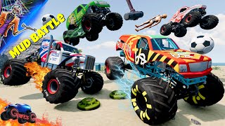 Monster Jam INSANE Mud Battle  Monster Truck Racing Crashes and High Speed Jumps [upl. by Mani107]