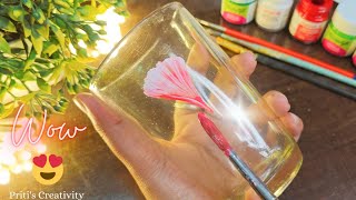 Easy Glass Painting Idea  Unique Glass Art Design  Glass Craft for beginners [upl. by Bruis]