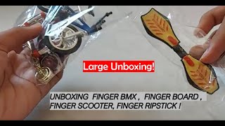 UNBOXING and REVIEW 1 FINGER BMX 1 FINGER BOARD FINGER SCOOTER 1 FINGER SWING BOARD [upl. by Anelat]