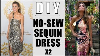 DIY How To Make 2 NO SEW Sequin Dresses RED CARPET  By Orly Shani [upl. by Ellenej]