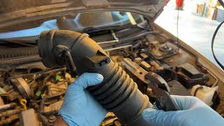 2001 Mazda Protege Air Intake Hose installation  Idle hesitation and ripped hose [upl. by Keane117]