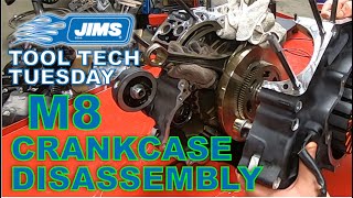 How to Split an M8 Engine Case and Remove Balancer Bearings  JIMS Machining  Baxters Garage [upl. by Nylyram]