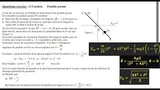 Exercice pendule pesant masse tige étude énergétique et dynamique [upl. by Renaxela112]