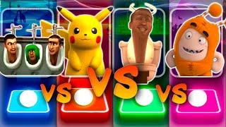 SKIBIDI TOILET 💩 Pissoir 🆚 Pokemon Pikachu 🆚 Angel 🆚 Oddbods Slick  Tiles Hop EDM Rush [upl. by Gathers]