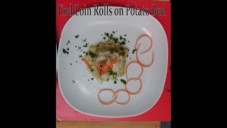 Cooking Cod Loin Rolls on Potato Bed [upl. by Einitsed]