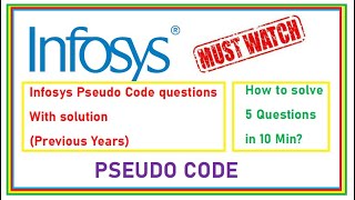 Infosys Pseudo Code MCQ Questions Fully Solved Previous Years [upl. by Akiemaj]