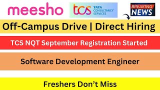 TCS Registration Started  Meesho Job  TCS Paid and Free Exam [upl. by Ytok]