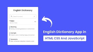 Build A Dictionary App in HTML CSS amp JavaScript [upl. by Barde932]