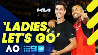 Nick Kyrgios message on behalf of Kokkinakis after Australian Open victory  Wide World of Sports [upl. by Mohr]