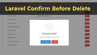 Laravel Confirm Before Delete  Laravel Sweet Alert Confirmation Box [upl. by Jaime953]