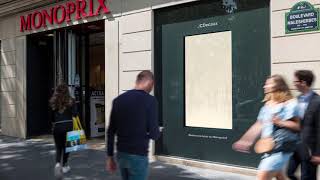 La première campagne interactive et sociale en vitrine pour Monoprix  JCDecaux France [upl. by Ailad]