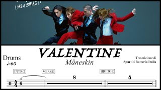 VALENTINE  Måneskin drumless  spartito PDF [upl. by Claudelle230]