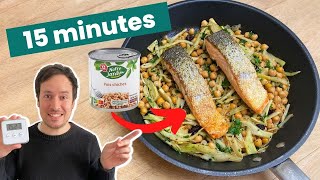 Je cuisine du saumon avec une boîte de pois chiche  Recette express en 15 minutes [upl. by Rebekah]