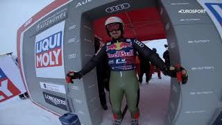 Marcel Hirscher forerunner  Kitzbuhel 2022 downhill 1  WC Apline Skiing [upl. by Attiuqal]