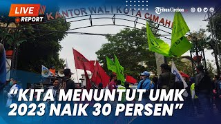 Buruh di Cimahi Demo Tuntut Pemkot Rekomendasikan Kenaikan UMK 2023 Sebesar 12 Persen [upl. by Aleuqahs]