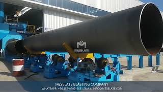 Shot blasting machine for Pipes external rust removal SA30 with loading arm and rubber tyre wheel [upl. by Yruama]