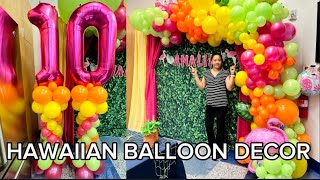 HAWAIIAN BALLOON DECOR  HAWAIIAN BALLOON GARLAND  LorenaBalloons balloondecorationideas [upl. by Onil]