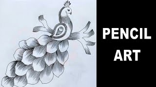 How to Draw Peacock with Beautiful Feather Design  Pencil Art [upl. by Bowyer]