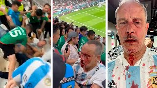 Salvaje golpiza de mexicanos a un hincha argentino en la tribuna en pleno partido [upl. by Atterol]