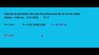 Calcula el perímetro de una circunferencia de 10 cm de radio [upl. by Lyrahc273]