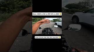 Bmw s1000 vs R6 vs R15 V2 vs z900 😂yamahar6 r1m yamahar1 zx10r rider reels instagram viral [upl. by Nosduj]