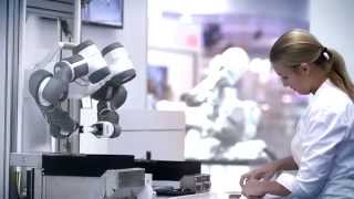 ABB Robotics  YuMi® the ABB Dual Arm Robot at Automatica 2014 [upl. by Pinkham]