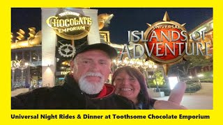 Universal Night Rides amp Toothsome Chocolate Emporium Orlando Florida [upl. by Bab760]