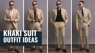 5 Ways To Wear A Khaki Suit  Summer Suit Outfit Ideas  Best Menswear [upl. by Wiggins]